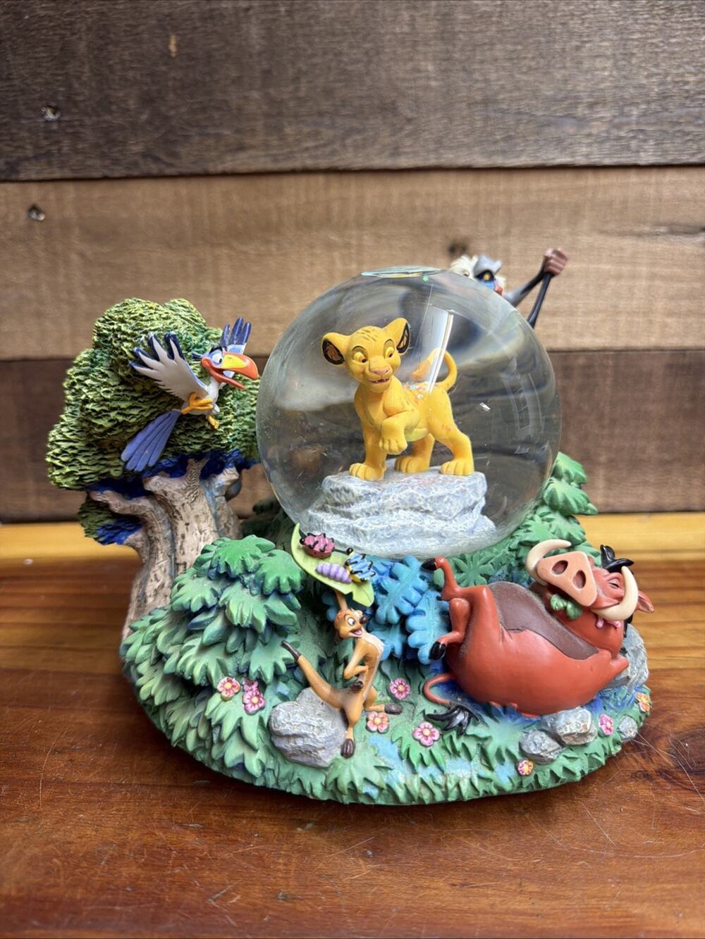 Rare Disney Lion King & Friends Musical Snow Globe Simba Pumbaa Timon Rafiki VTG